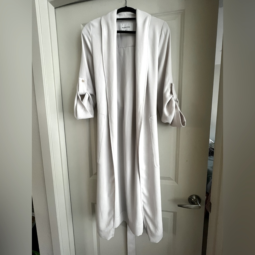 Babaton Longline Draped Coatigan XS – Light Beige